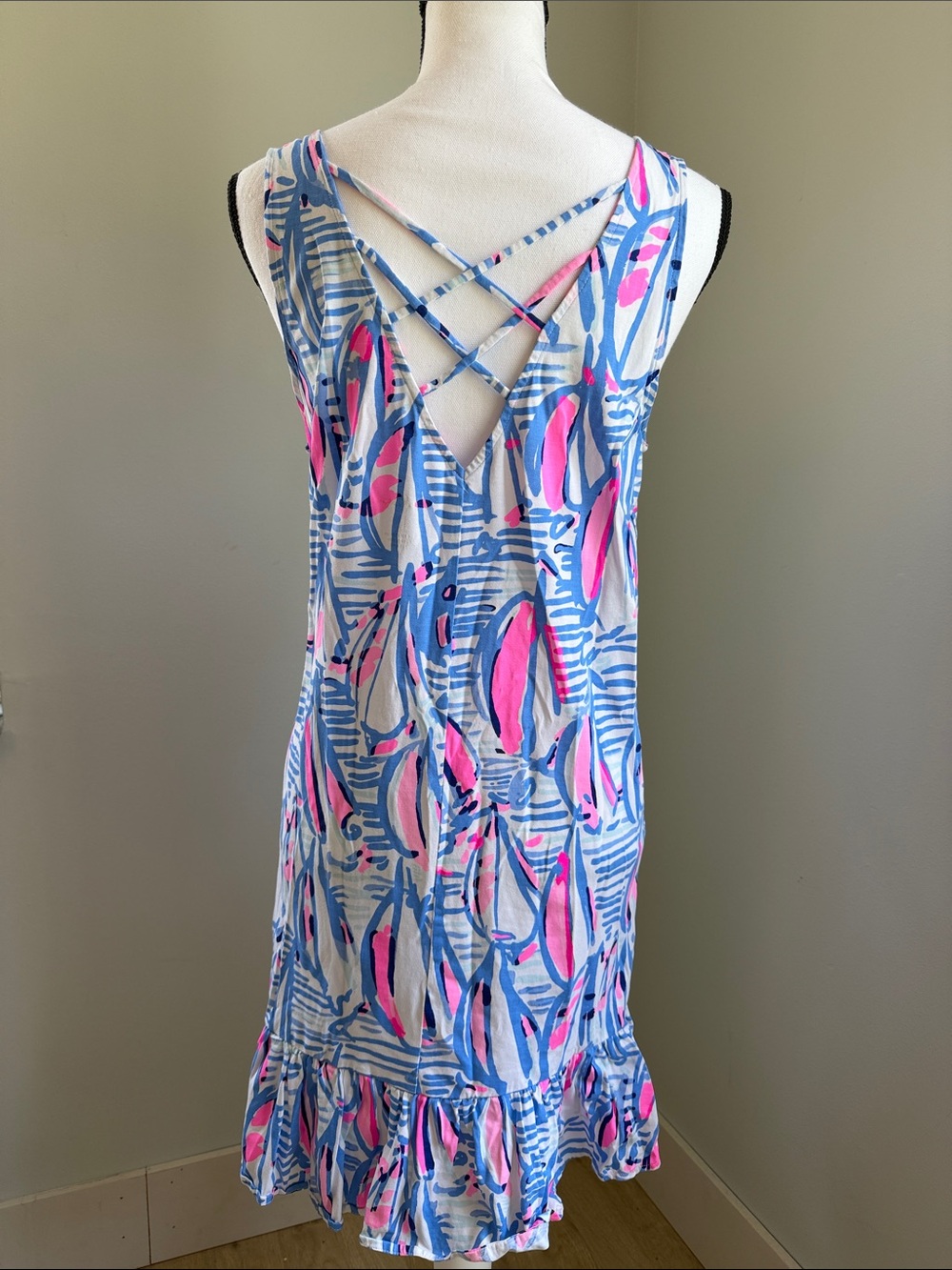 Lilly Pulitzer Sleeveless Blue & Pink Sailboat Printed Sundress - Picture 2 of 4